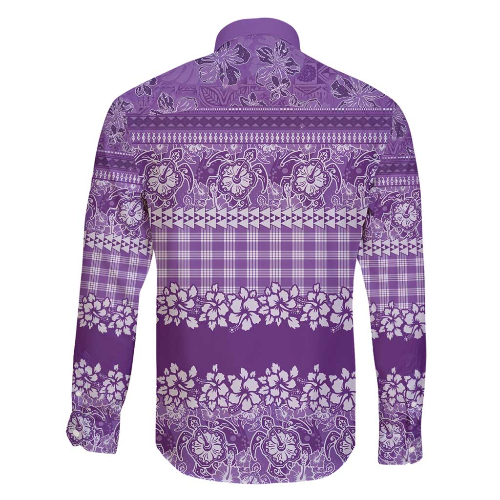 Hawaiian Hibiscus Honu Family Matching Mermaid Dress and Hawaiian Shirt Purple Mele Kalikimaka Palaka Spirit - Polynesian Pride