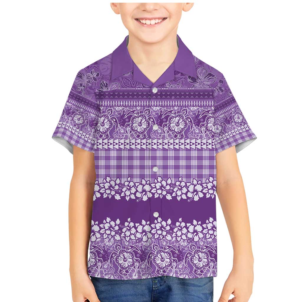 Hawaiian Hibiscus Honu Family Matching Mermaid Dress and Hawaiian Shirt Purple Mele Kalikimaka Palaka Spirit - Polynesian Pride