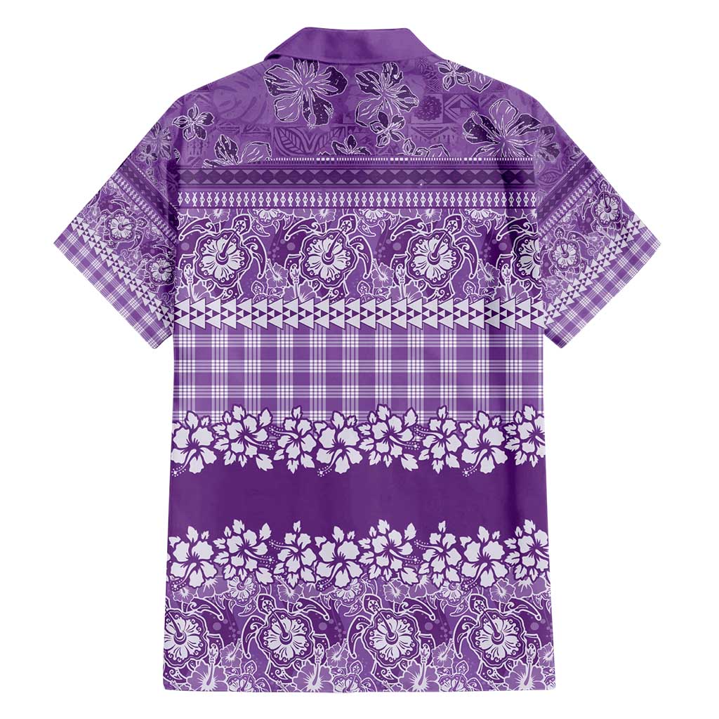 Hawaiian Hibiscus Honu Family Matching Off Shoulder Maxi Dress and Hawaiian Shirt Purple Mele Kalikimaka Palaka Spirit - Polynesian Pride