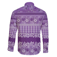 Hawaiian Hibiscus Honu Family Matching Off Shoulder Short Dress and Hawaiian Shirt Purple Mele Kalikimaka Palaka Spirit - Polynesian Pride