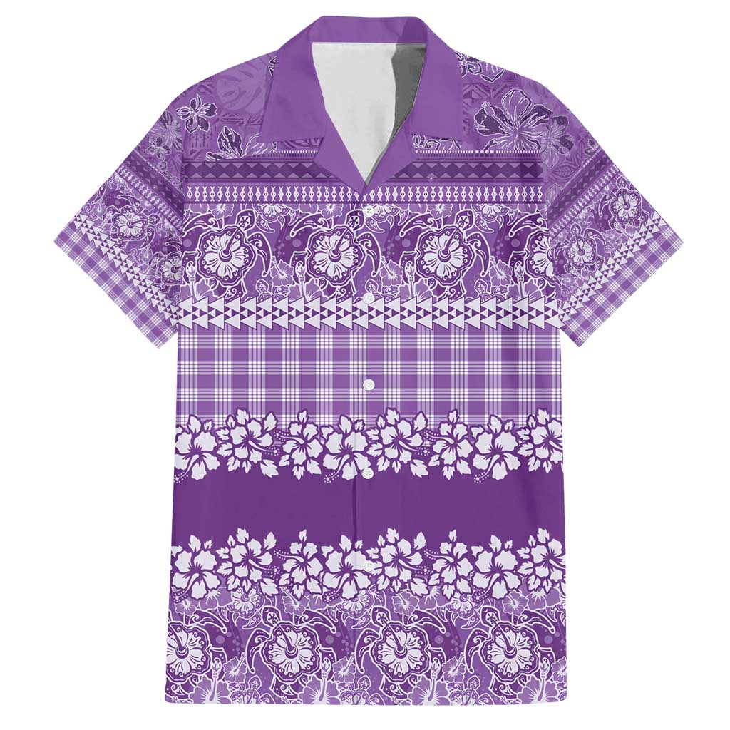 Hawaiian Hibiscus Honu Family Matching Puletasi and Hawaiian Shirt Purple Mele Kalikimaka Palaka Spirit - Polynesian Pride