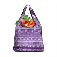 Hawaiian Hibiscus Honu Grocery Bag Purple Mele Kalikimaka Palaka Spirit - Polynesian Pride