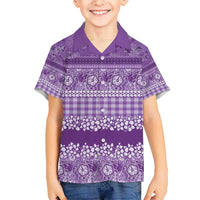 Hawaiian Hibiscus Honu Kid Hawaiian Shirt Purple Mele Kalikimaka Palaka Spirit - Polynesian Pride