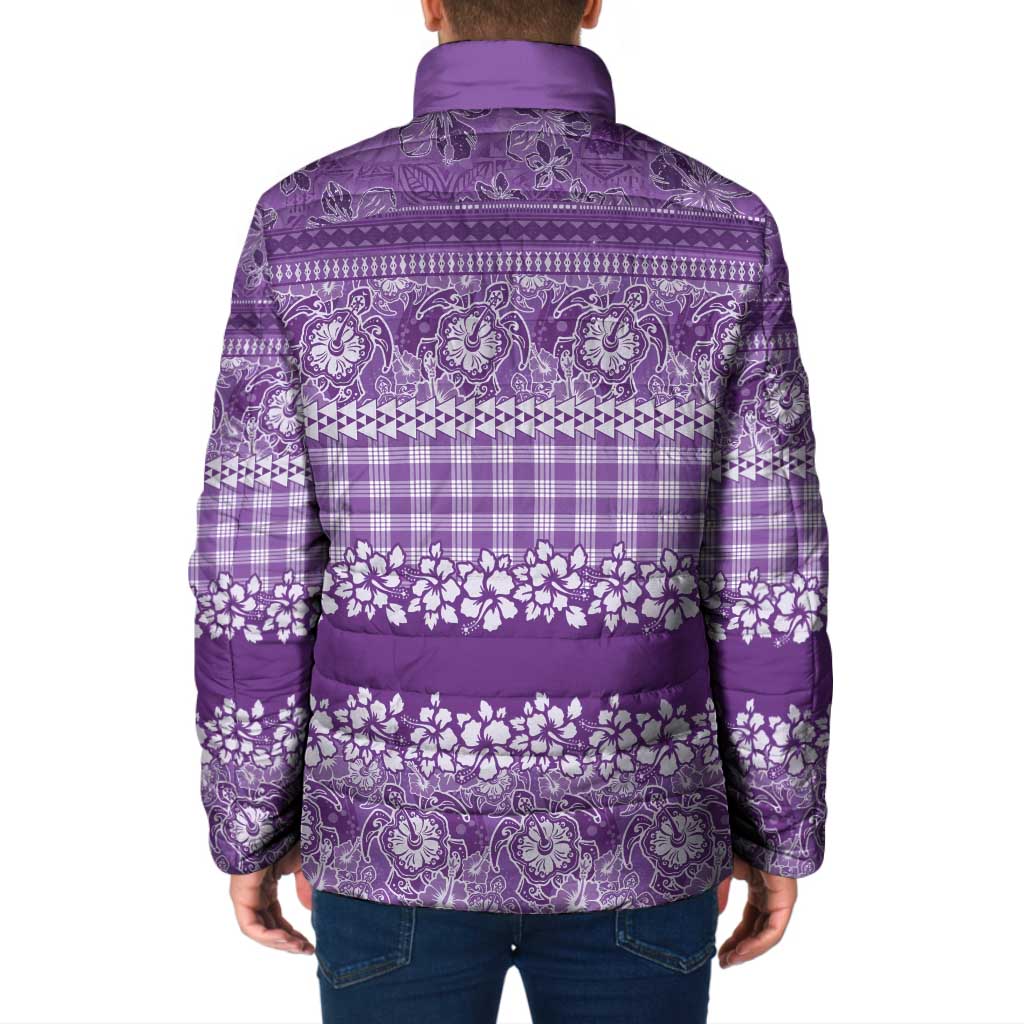 Hawaiian Hibiscus Honu Padded Jacket Purple Mele Kalikimaka Palaka Spirit - Polynesian Pride