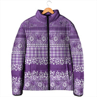 Hawaiian Hibiscus Honu Padded Jacket Purple Mele Kalikimaka Palaka Spirit - Polynesian Pride