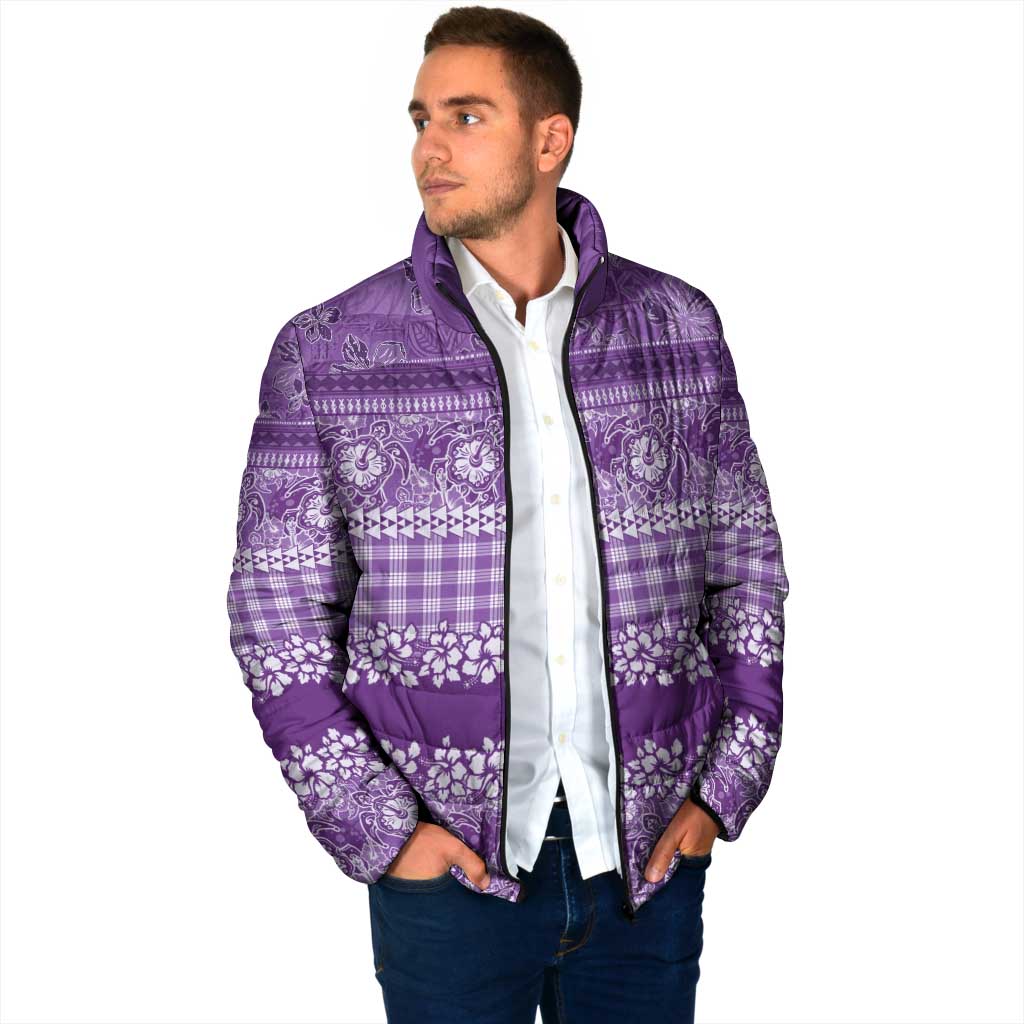 Hawaiian Hibiscus Honu Padded Jacket Purple Mele Kalikimaka Palaka Spirit - Polynesian Pride