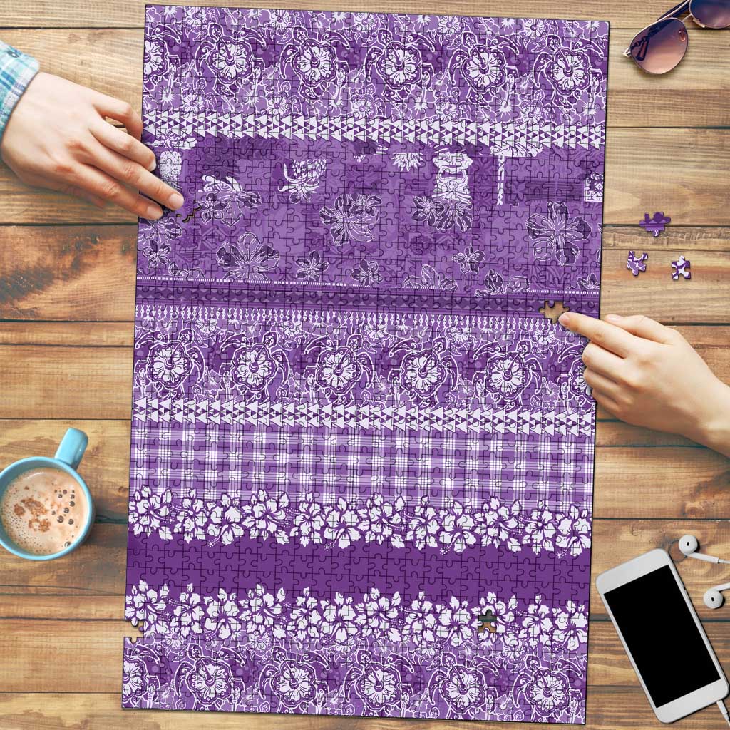 Hawaiian Hibiscus Honu Puzzle Purple Mele Kalikimaka Palaka Spirit - Polynesian Pride