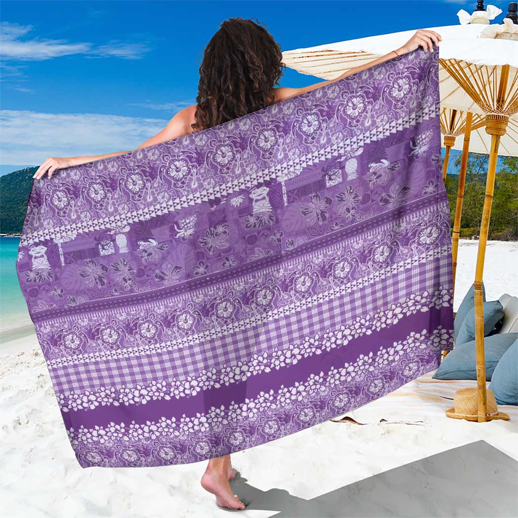 Hawaiian Hibiscus Honu Sarong Purple Mele Kalikimaka Palaka Spirit - Polynesian Pride