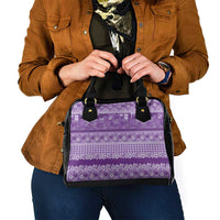 Hawaiian Hibiscus Honu Shoulder Handbag Purple Mele Kalikimaka Palaka Spirit - Polynesian Pride
