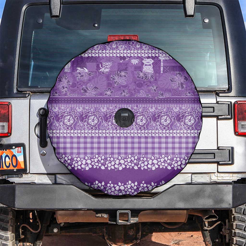 Hawaiian Hibiscus Honu Spare Tire Cover Purple Mele Kalikimaka Palaka Spirit - Polynesian Pride