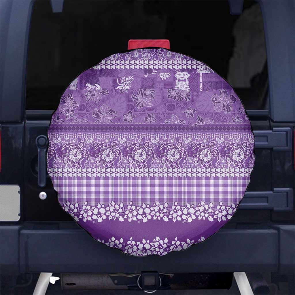 Hawaiian Hibiscus Honu Spare Tire Cover Purple Mele Kalikimaka Palaka Spirit - Polynesian Pride