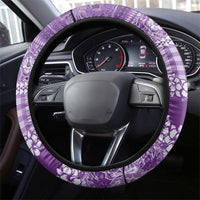 Hawaiian Hibiscus Honu Steering Wheel Cover Purple Mele Kalikimaka Palaka Spirit - Polynesian Pride