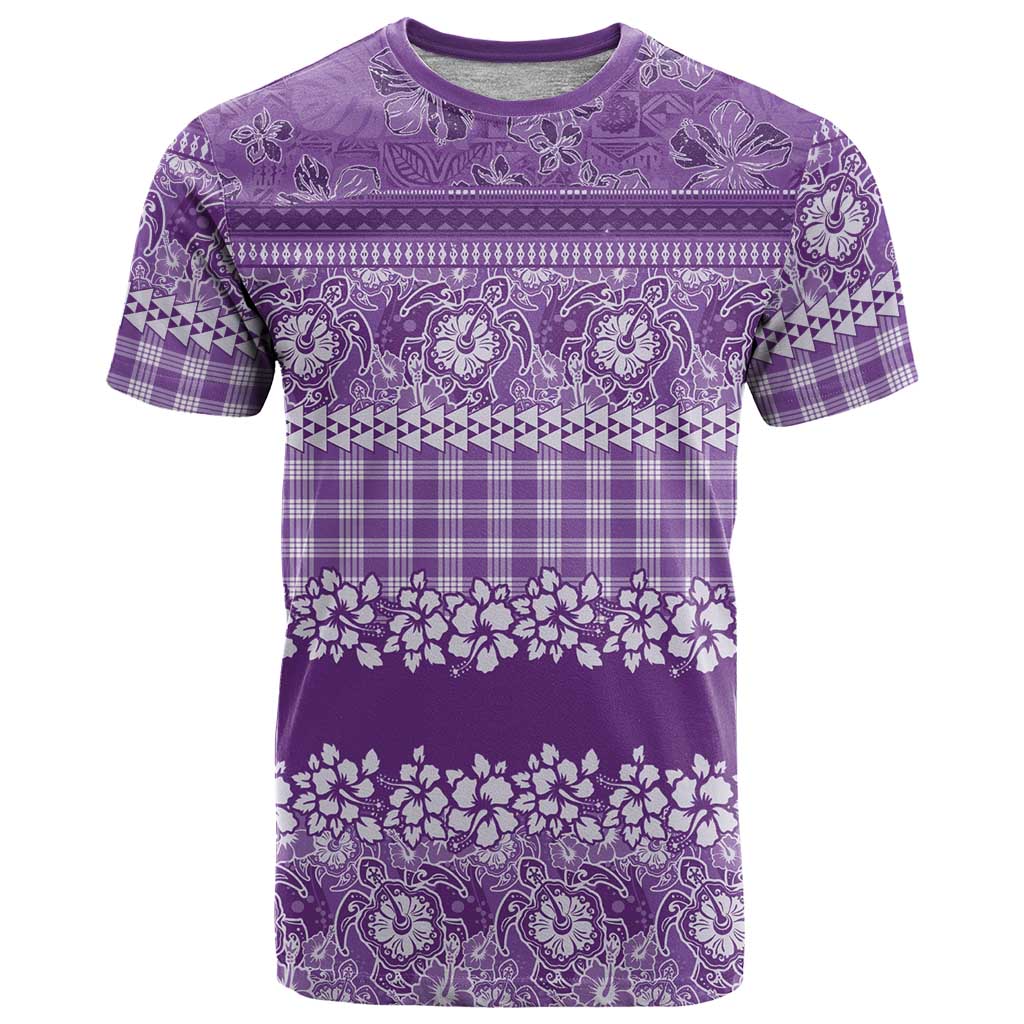 Hawaiian Hibiscus Honu T Shirt Purple Mele Kalikimaka Palaka Spirit - Polynesian Pride