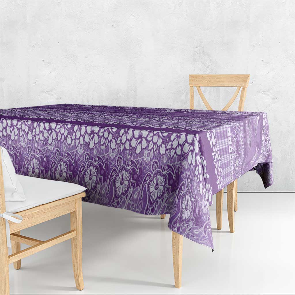 Hawaiian Hibiscus Honu Tablecloth Purple Mele Kalikimaka Palaka Spirit - Polynesian Pride