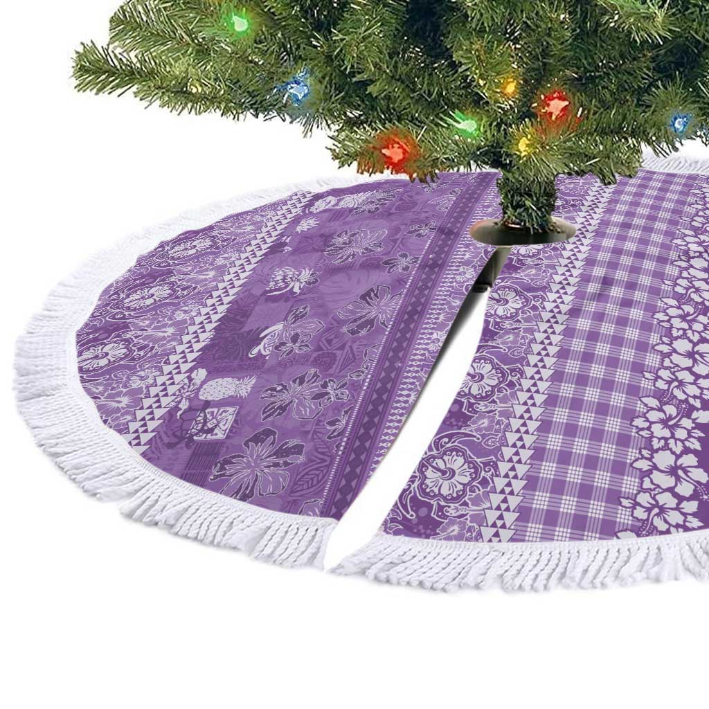 Hawaiian Hibiscus Honu Tree Skirt Purple Mele Kalikimaka Palaka Spirit - Polynesian Pride