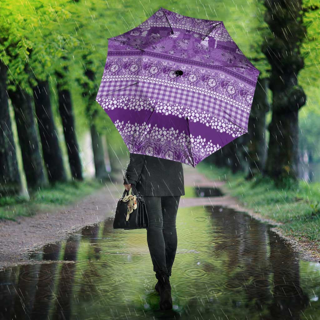 Hawaiian Hibiscus Honu Umbrella Purple Mele Kalikimaka Palaka Spirit - Polynesian Pride