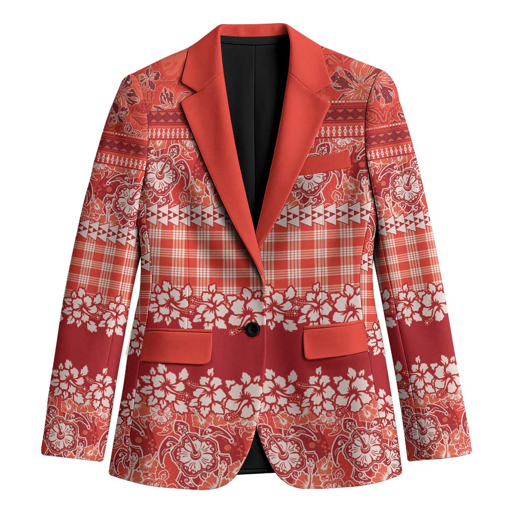 Hawaiian Hibiscus Honu Blazer Red Mele Kalikimaka Palaka Spirit - Polynesian Pride