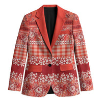 Hawaiian Hibiscus Honu Blazer Red Mele Kalikimaka Palaka Spirit - Polynesian Pride