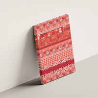 Hawaiian Hibiscus Honu Canvas Wall Art Red Mele Kalikimaka Palaka Spirit - Polynesian Pride