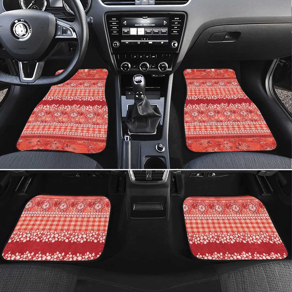 Hawaiian Hibiscus Honu Car Mats Red Mele Kalikimaka Palaka Spirit - Polynesian Pride