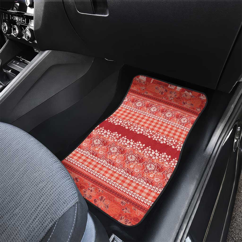 Hawaiian Hibiscus Honu Car Mats Red Mele Kalikimaka Palaka Spirit - Polynesian Pride