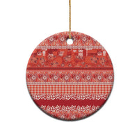Hawaiian Hibiscus Honu Ceramic Ornament Red Mele Kalikimaka Palaka Spirit - Polynesian Pride