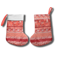 Hawaiian Hibiscus Honu Christmas Stocking Red Mele Kalikimaka Palaka Spirit - Polynesian Pride