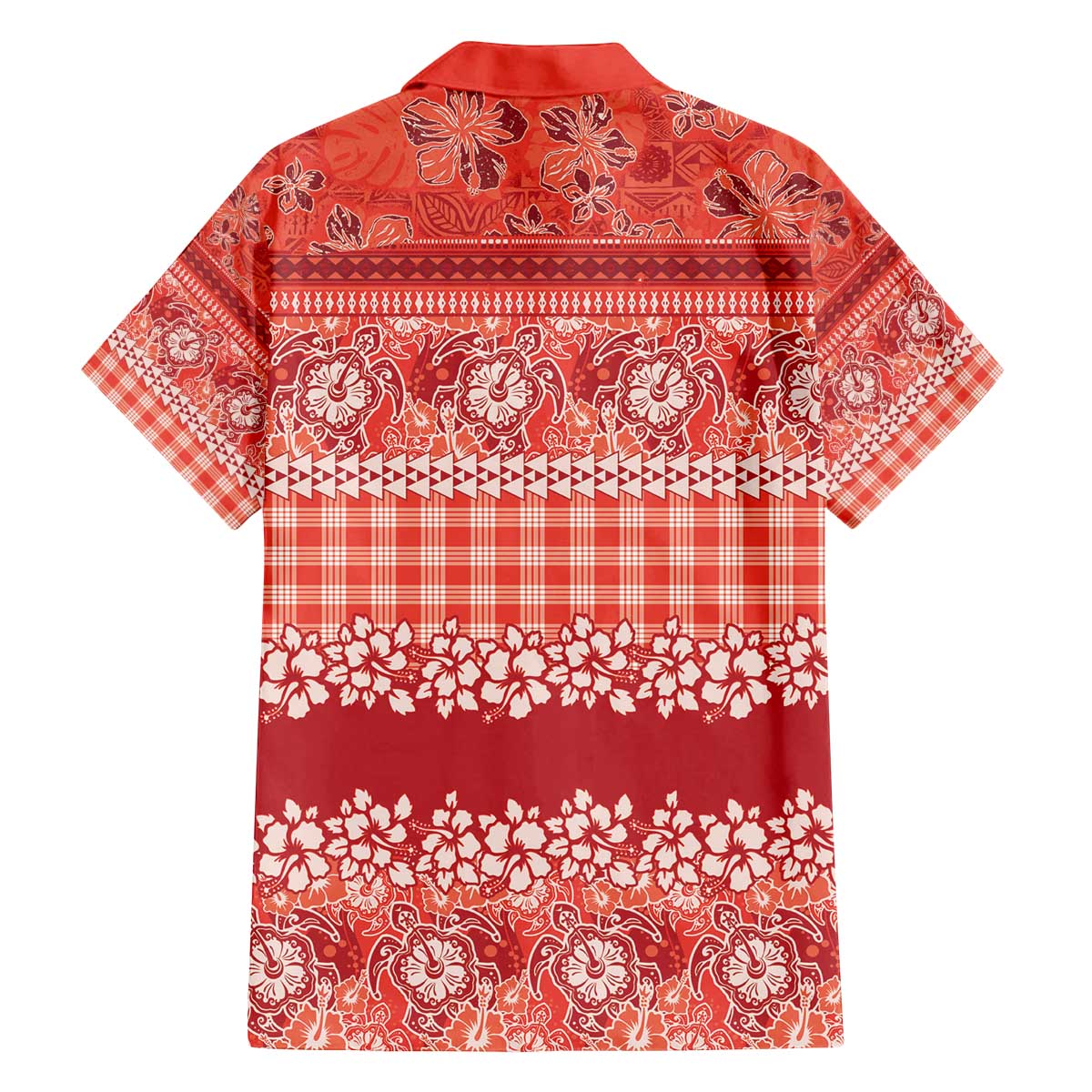 Hawaiian Hibiscus Honu Family Matching Off The Shoulder Long Sleeve Dress and Hawaiian Shirt Red Mele Kalikimaka Palaka Spirit - Polynesian Pride