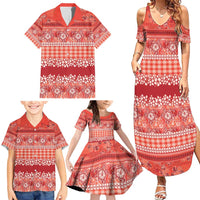 Hawaiian Hibiscus Honu Family Matching Summer Maxi Dress and Hawaiian Shirt Red Mele Kalikimaka Palaka Spirit - Polynesian Pride