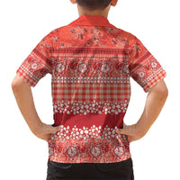 Hawaiian Hibiscus Honu Kid Hawaiian Shirt Red Mele Kalikimaka Palaka Spirit - Polynesian Pride
