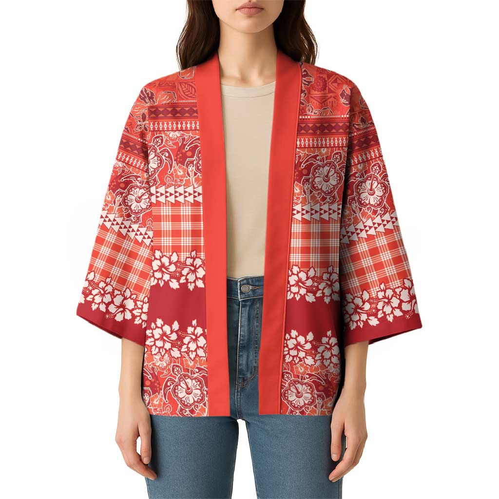 Hawaiian Hibiscus Honu Kimono Red Mele Kalikimaka Palaka Spirit - Polynesian Pride