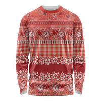 Hawaiian Hibiscus Honu Long Sleeve Shirt Red Mele Kalikimaka Palaka Spirit - Polynesian Pride