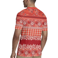 Hawaiian Hibiscus Honu Rugby Jersey Red Mele Kalikimaka Palaka Spirit - Polynesian Pride