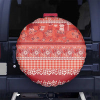 Hawaiian Hibiscus Honu Spare Tire Cover Red Mele Kalikimaka Palaka Spirit - Polynesian Pride