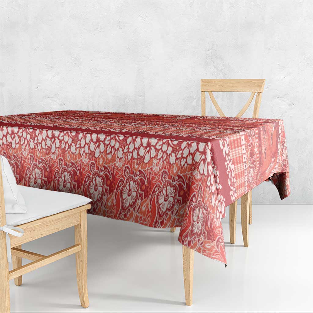 Hawaiian Hibiscus Honu Tablecloth Red Mele Kalikimaka Palaka Spirit - Polynesian Pride