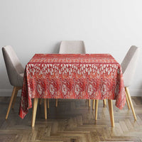 Hawaiian Hibiscus Honu Tablecloth Red Mele Kalikimaka Palaka Spirit - Polynesian Pride