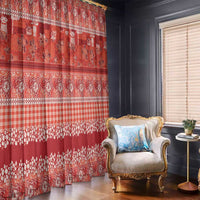 Hawaiian Hibiscus Honu Window Curtain Red Mele Kalikimaka Palaka Spirit - Polynesian Pride