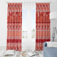 Hawaiian Hibiscus Honu Window Curtain Red Mele Kalikimaka Palaka Spirit - Polynesian Pride