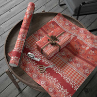 Hawaiian Hibiscus Honu Wrapping Paper Red Mele Kalikimaka Palaka Spirit - Polynesian Pride