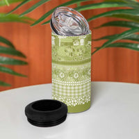 Hawaiian Hibiscus Honu 4 in 1 Can Cooler Tumbler Sage Green Mele Kalikimaka Palaka Spirit - Polynesian Pride