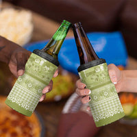 Hawaiian Hibiscus Honu 4 in 1 Can Cooler Tumbler Sage Green Mele Kalikimaka Palaka Spirit - Polynesian Pride