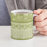 Hawaiian Hibiscus Honu Ceramic Mug Sage Green Mele Kalikimaka Palaka Spirit - Polynesian Pride