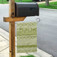 Hawaiian Hibiscus Honu Garden Flag Sage Green Mele Kalikimaka Palaka Spirit - Polynesian Pride