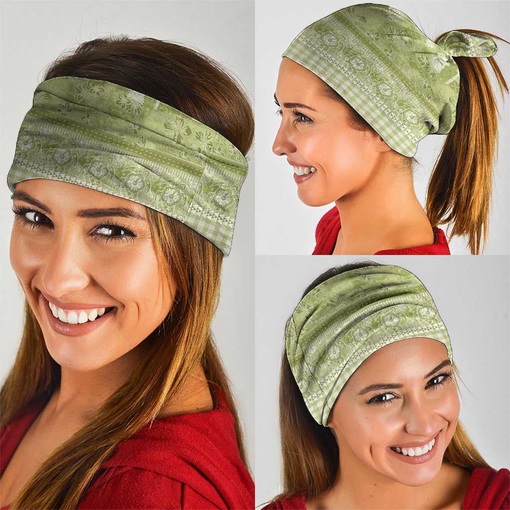 Hawaiian Hibiscus Honu Neck Gaiter Sage Green Mele Kalikimaka Palaka Spirit - Polynesian Pride