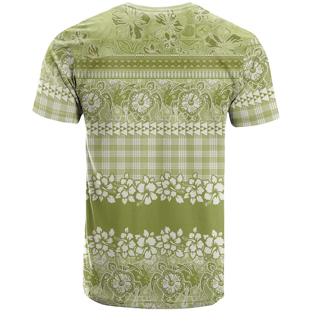 Hawaiian Hibiscus Honu T Shirt Sage Green Mele Kalikimaka Palaka Spirit - Polynesian Pride