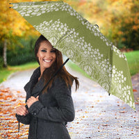 Hawaiian Hibiscus Honu Umbrella Sage Green Mele Kalikimaka Palaka Spirit - Polynesian Pride