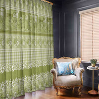 Hawaiian Hibiscus Honu Window Curtain Sage Green Mele Kalikimaka Palaka Spirit - Polynesian Pride