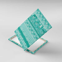 Hawaiian Hibiscus Honu Canvas Wall Art Turquoise Mele Kalikimaka Palaka Spirit - Polynesian Pride