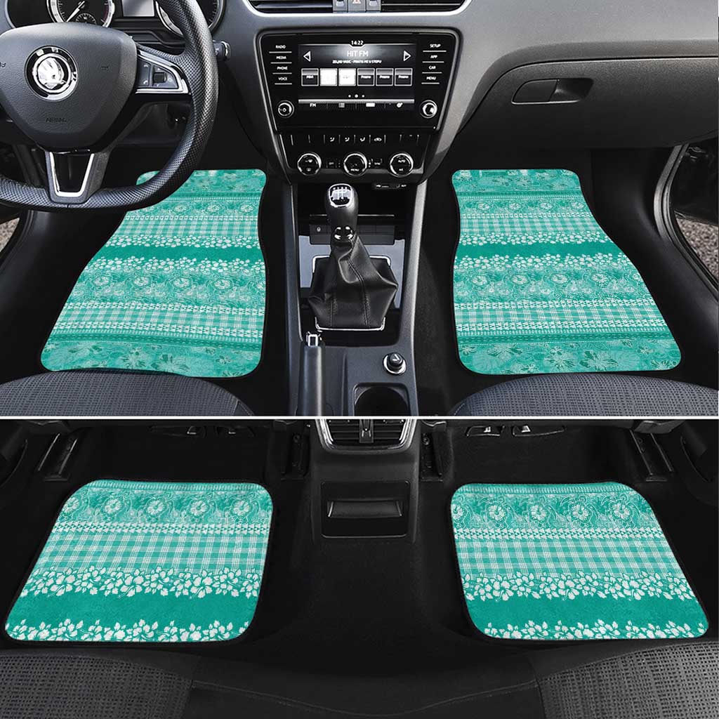Hawaiian Hibiscus Honu Car Mats Turquoise Mele Kalikimaka Palaka Spirit - Polynesian Pride