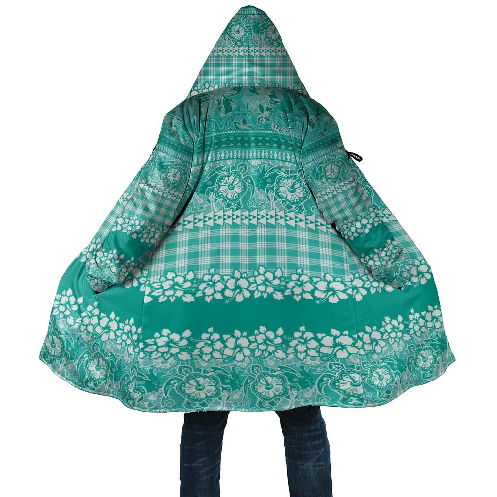 Hawaiian Hibiscus Honu Cloak Turquoise Mele Kalikimaka Palaka Spirit - Polynesian Pride